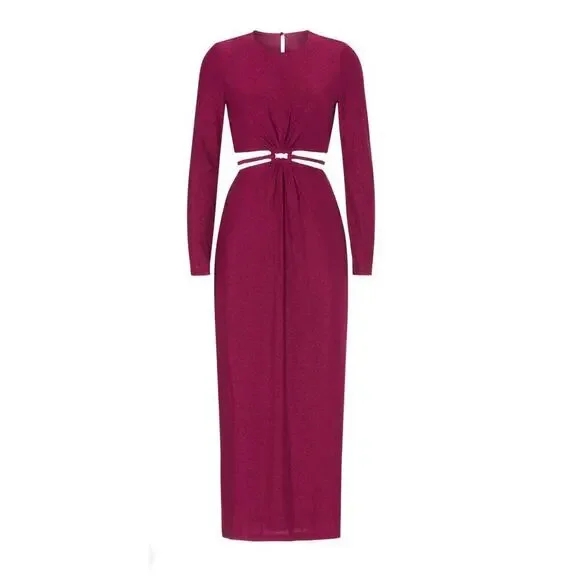 63. Monique Lhuillier Maxi Dress Womens 12 Sparkly Swiftie Cocktail Shimmery - Picture 3 of 9